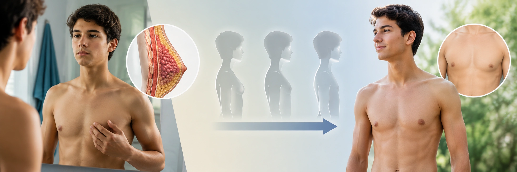 Teenage boy — pubertal gynecomastia is common and often resolves naturally without surgery