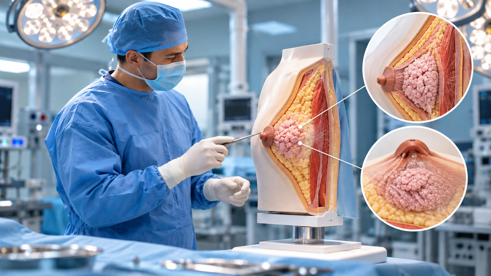 Puffy nipple correction — glandular tissue correction below nipple-areola complex