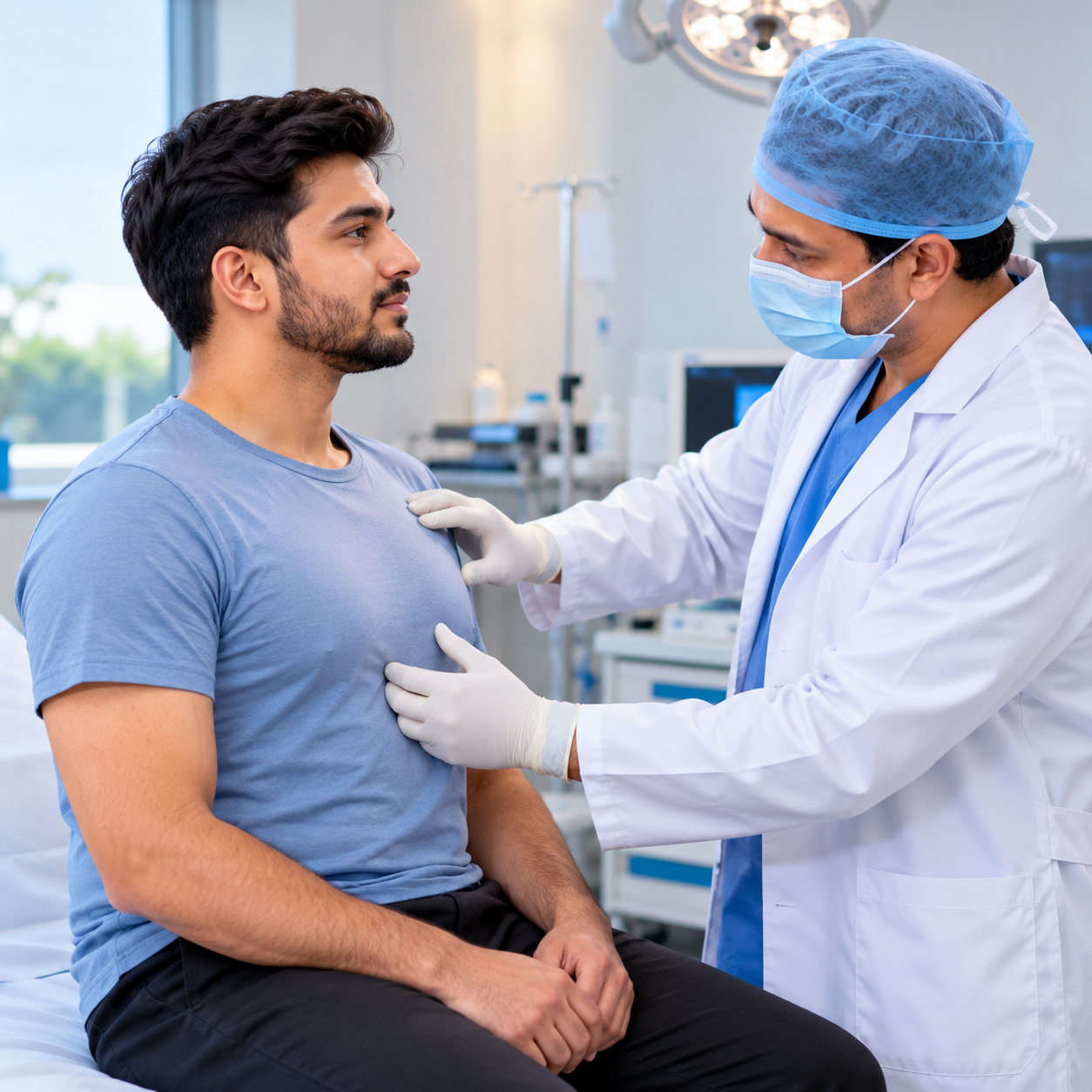 Follow-up care appointment at Star Hospital Udaipur — monitoring recovery after gynecomastia surgery