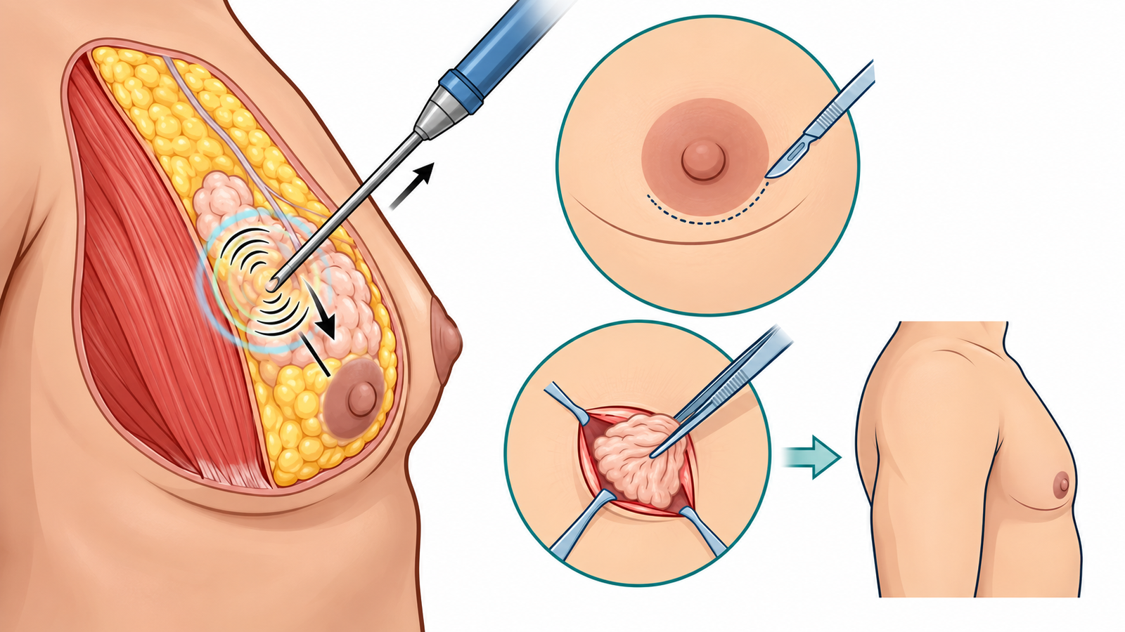 Combined liposuction and gland excision surgery for comprehensive gynecomastia treatment