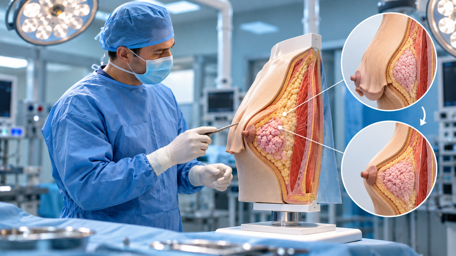 Skin reduction surgery for severe or longstanding gynecomastia with excess skin